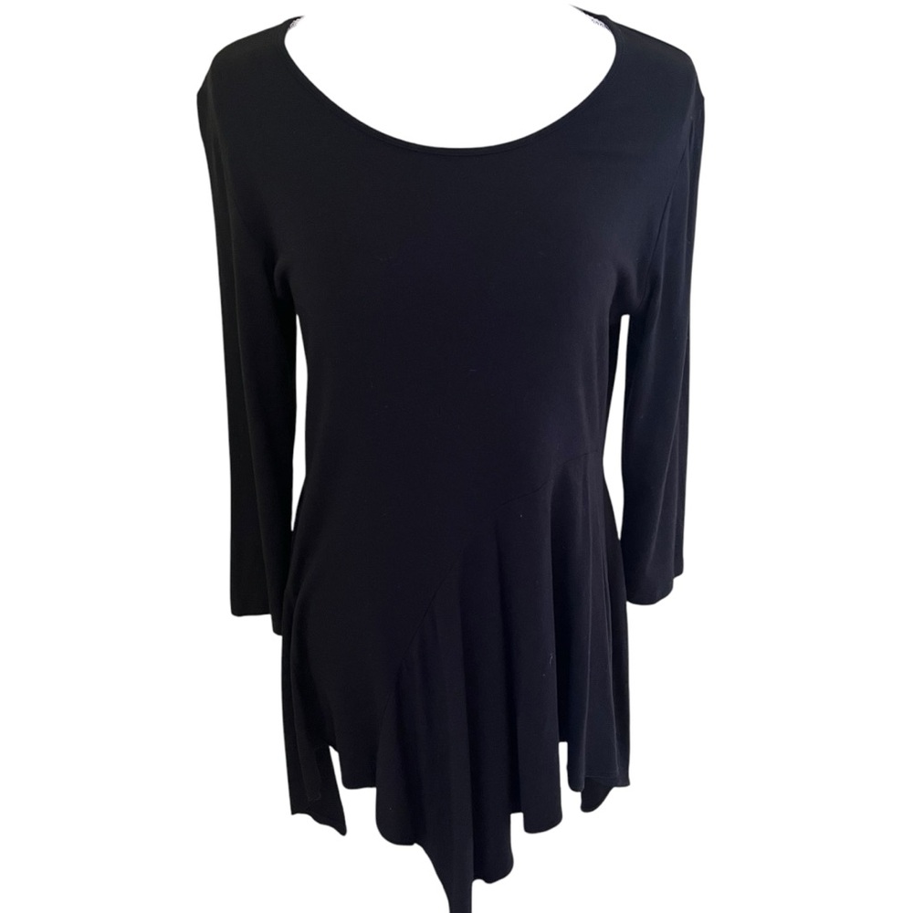 Comfy USA Black Scoop Neck Asymmetrical Knit Tunic S